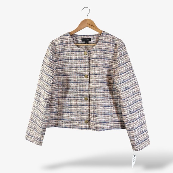 Halogen Jackets & Blazers - Halogen Tweed Blazer Size L Multicolor Four Pocket Button Front Business Casual